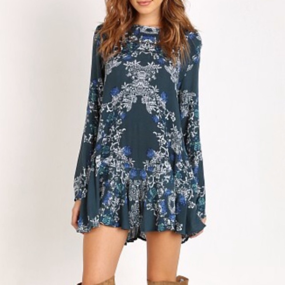 Floral Blue/Green Boho Dress